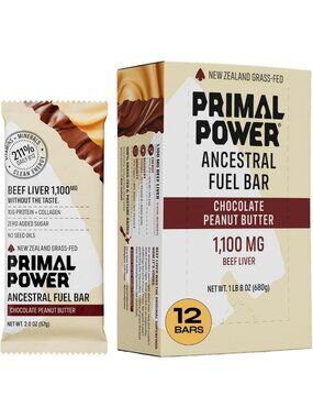 Primal Power Beef Liver Bar 1100mg - New Zealand Grass-Fed, 211% DV B12, 10g